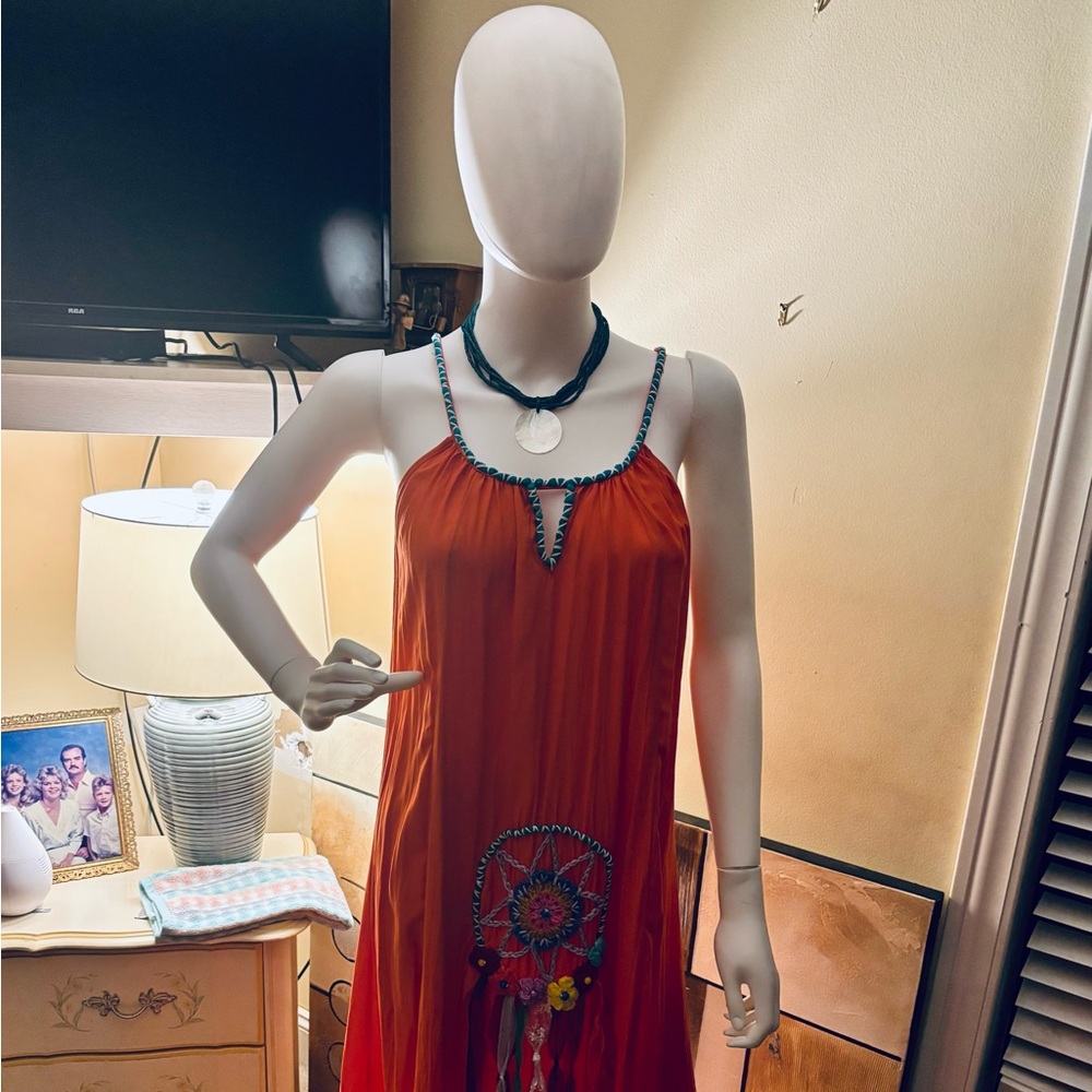 Vibrant Orange Maxi Dress with Dreamcatcher. New with tags Detail